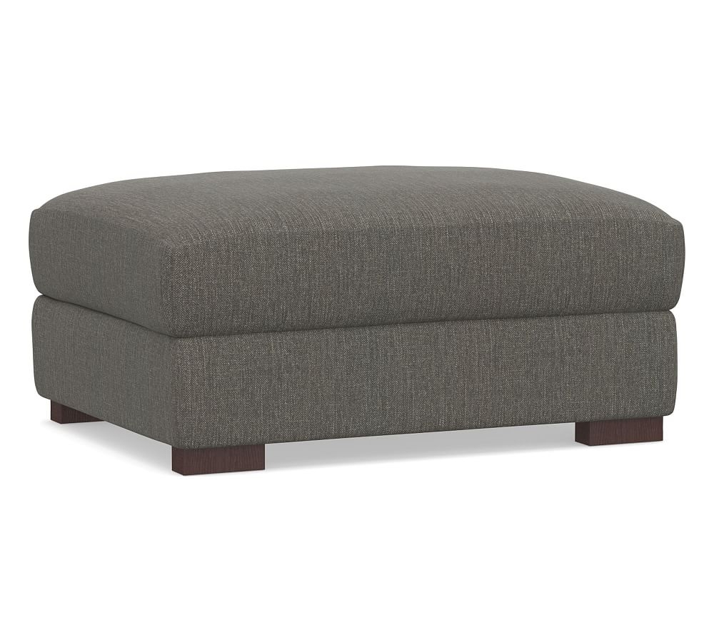 Turner Upholstered Ottoman 31", Polyester Wrapped Cushions, Chenille Basketweave Charcoal - Image 0