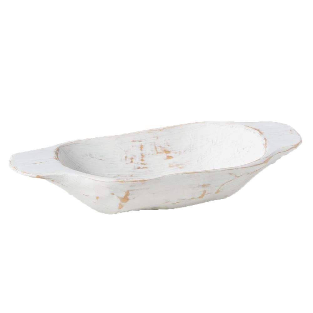 Distressed Dough Bowl, Small, White - Image 0