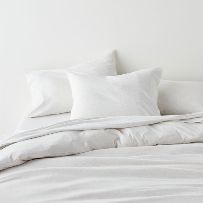 Cozysoft Organic Cotton Jersey Heathered Ivory Full/Queen Duvet Cover - Image 0