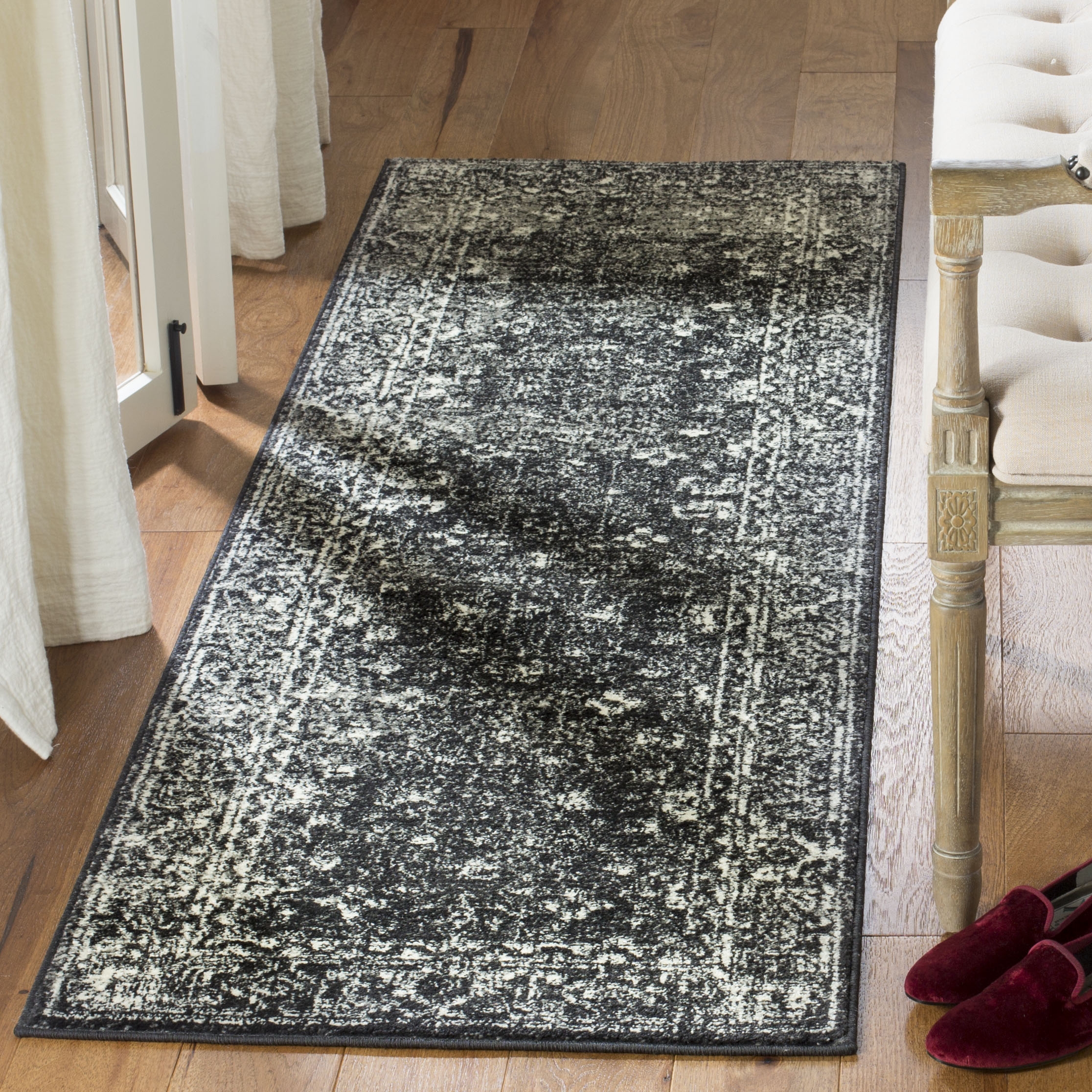Arlo Home Woven Area Rug, EVK270K, Charcoal/Ivory,  2' 2" X 11' - Image 0