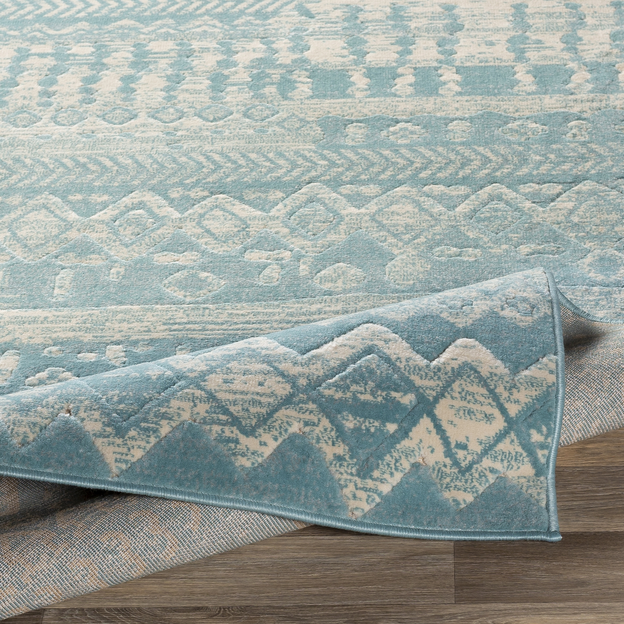 City Blue Indoor 7'3" x 2'8" Machine Woven Rug - Image 4