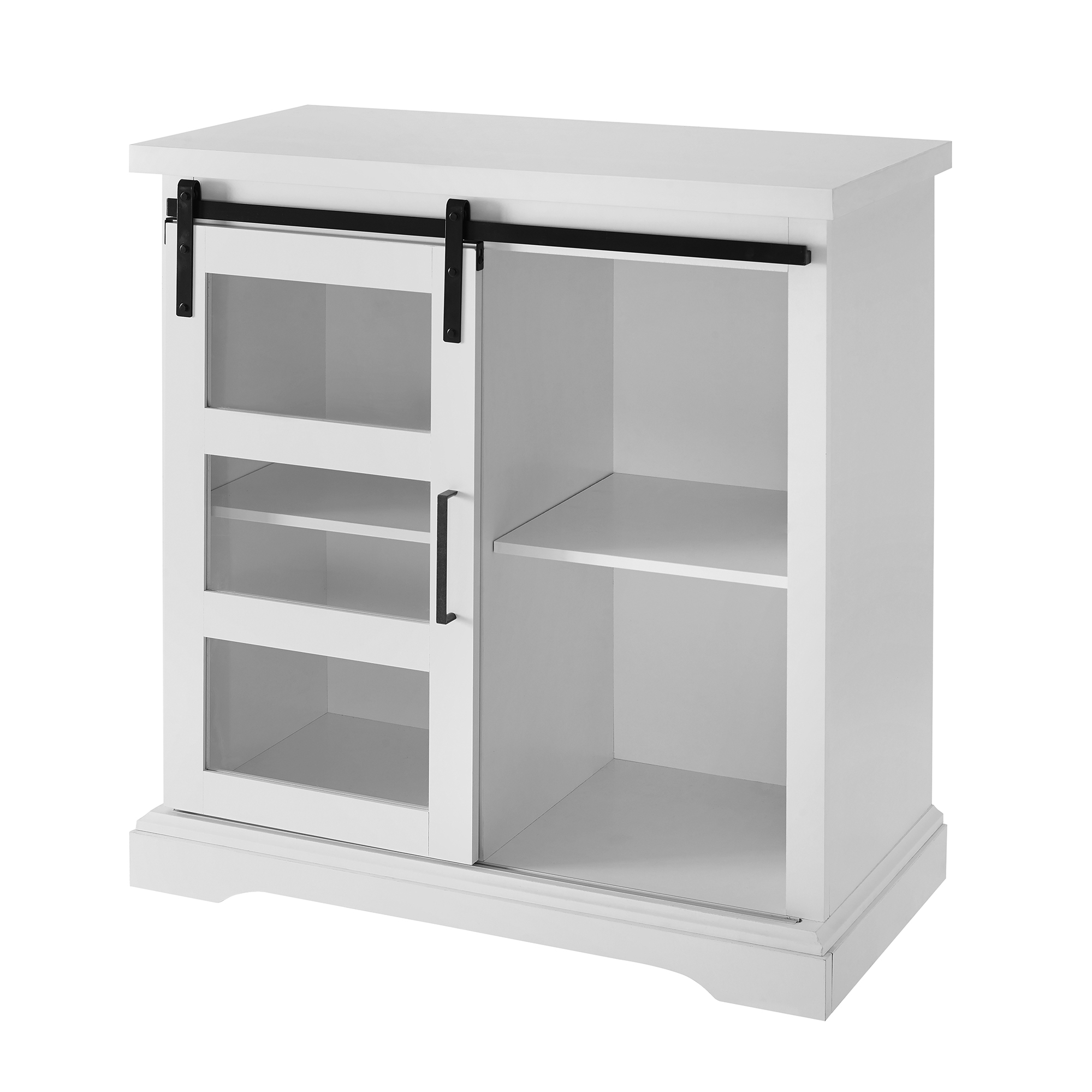 Alba 32" Sliding Glass Door Modern Accent Cabinet - Solid White - Image 2