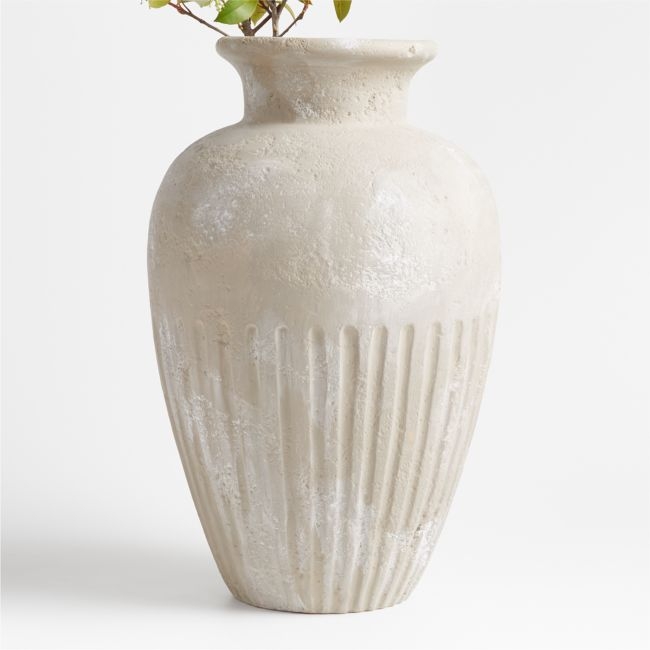 Brooklyn Cannelée Grey Floor Vase 20" by Athena Calderone - Image 0