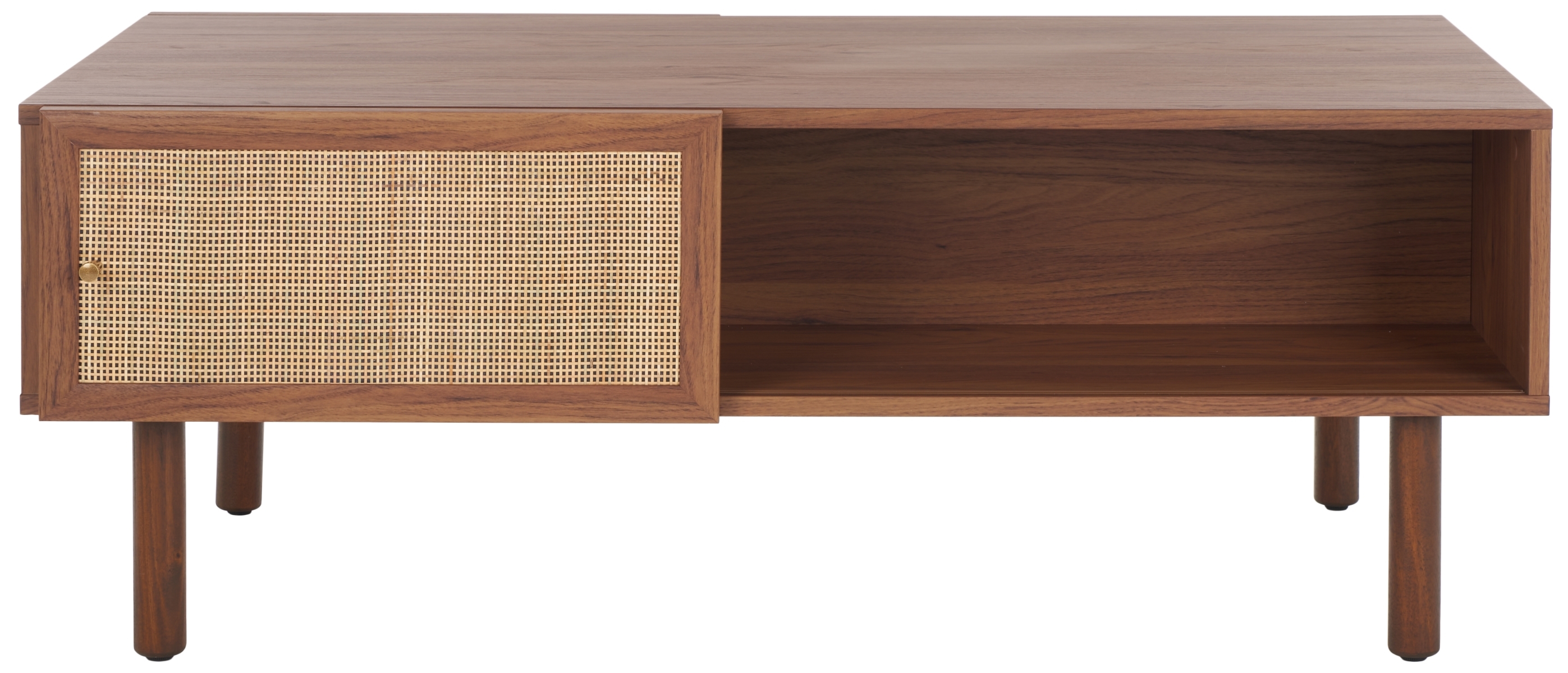 Silvanna 2 Door Coffee Table - Walnut / Natural - Safavieh - Image 0