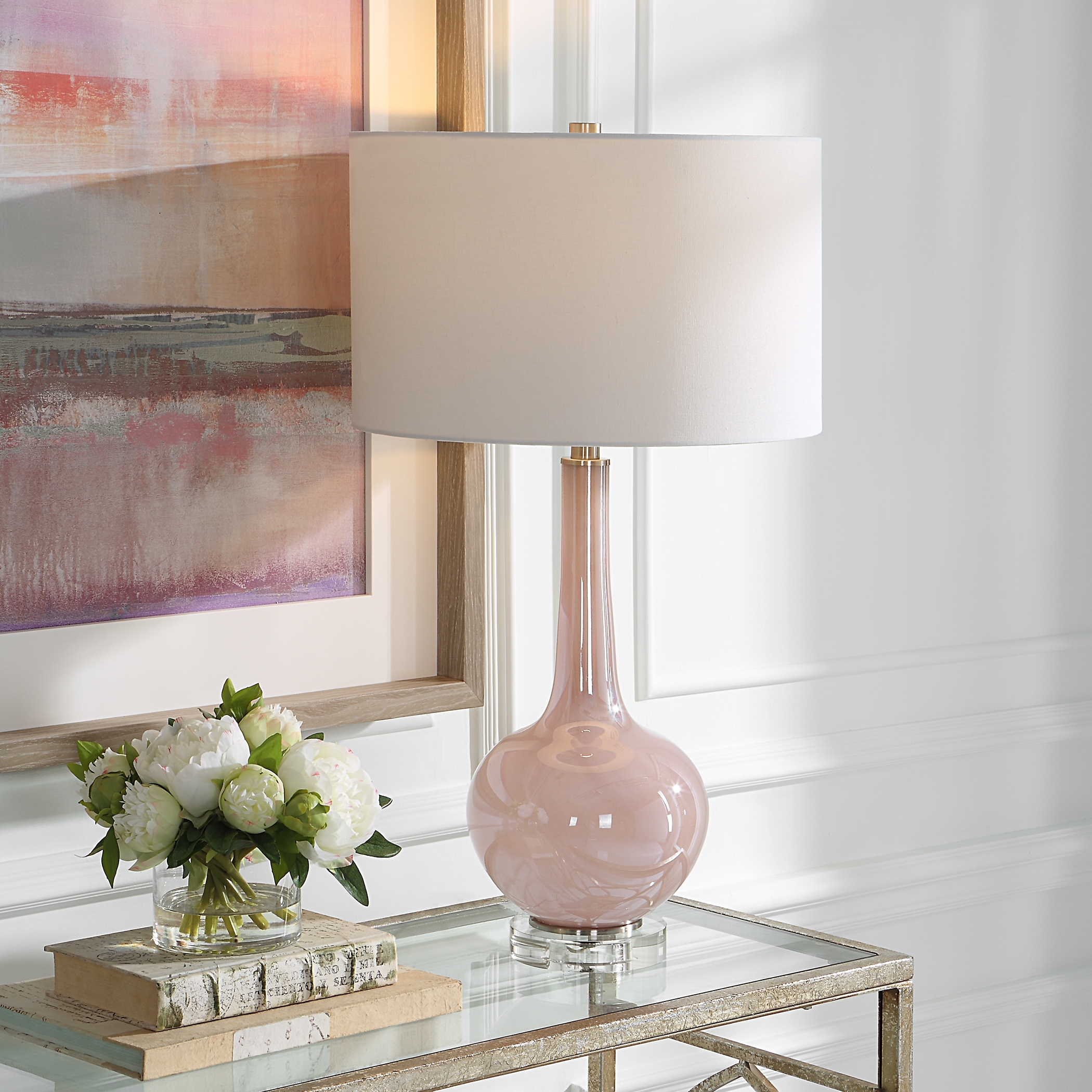 Rosa Pink Glass Table Lamp - Image 1