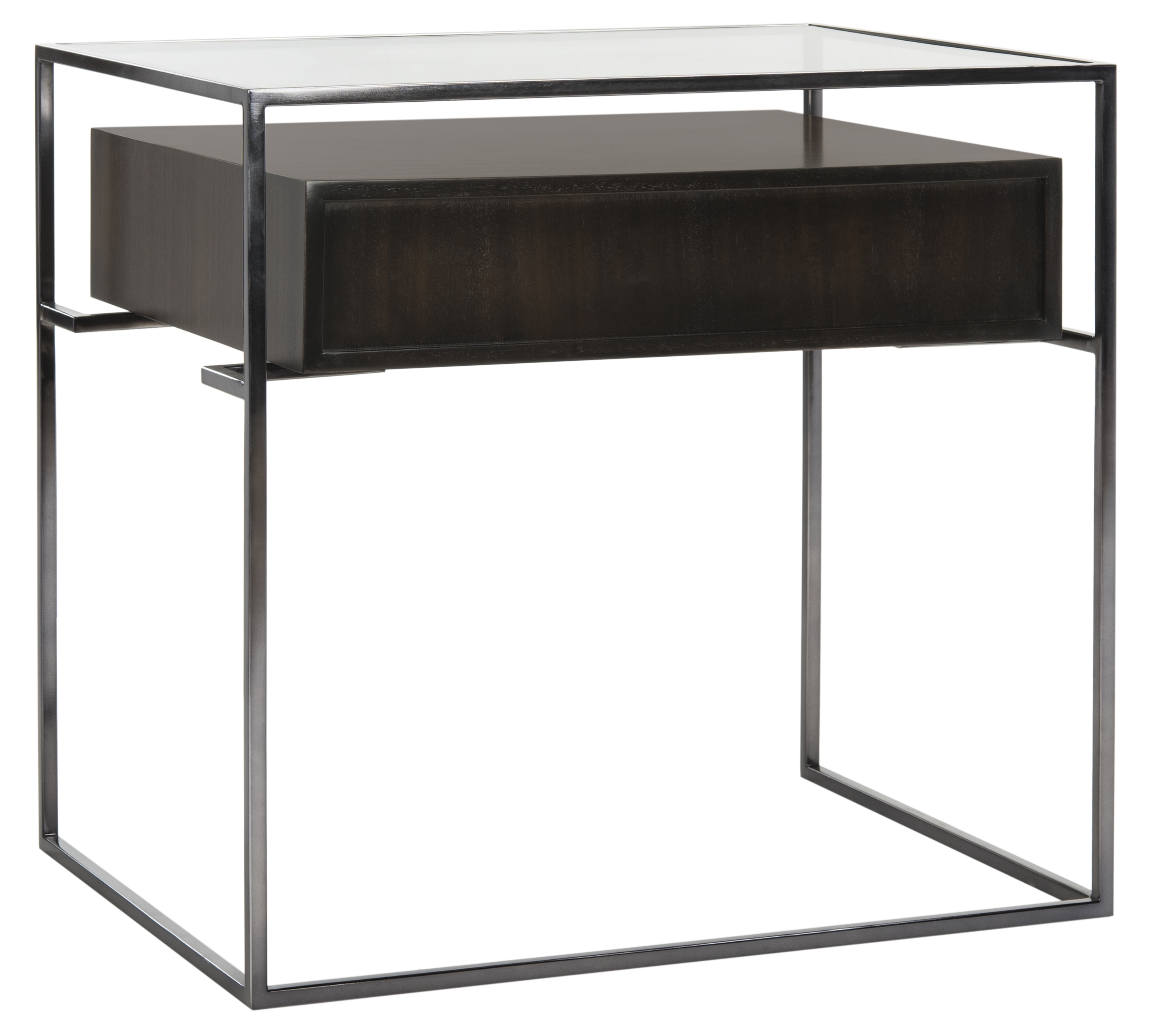 Caelan Glass Side Table - Brown - Safavieh - Image 3