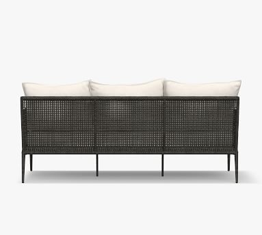 Cammeray All-Weather Wicker Sofa with Cushion, Black - Image 5