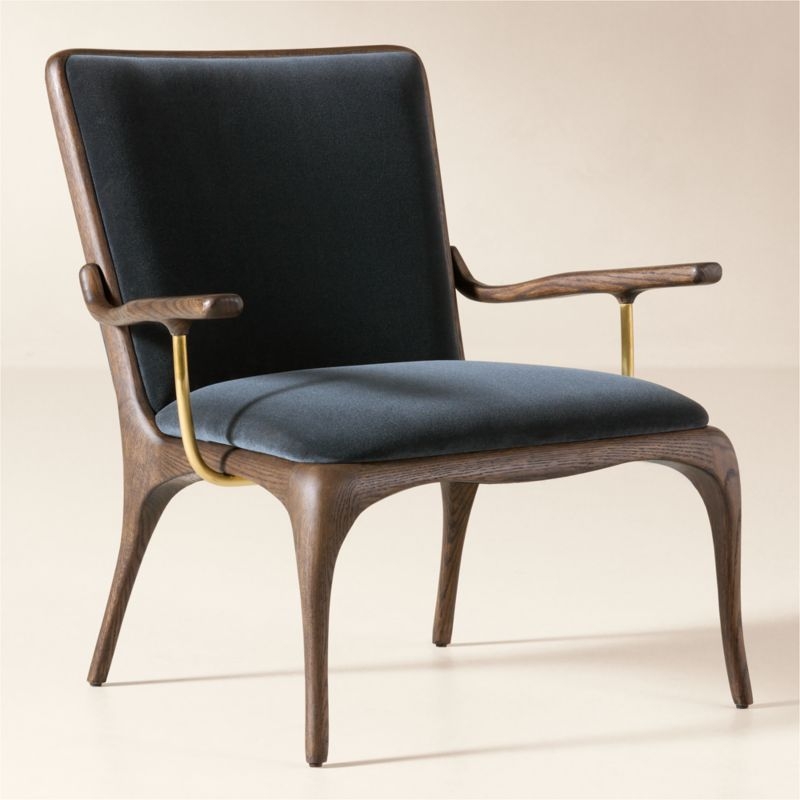 Colby Blue Faux Mohair Accent Chair with Oak Frame - Image 4