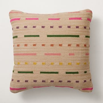 Outdoor Woven Dash Pillow, 24"x24", Magenta - Image 2