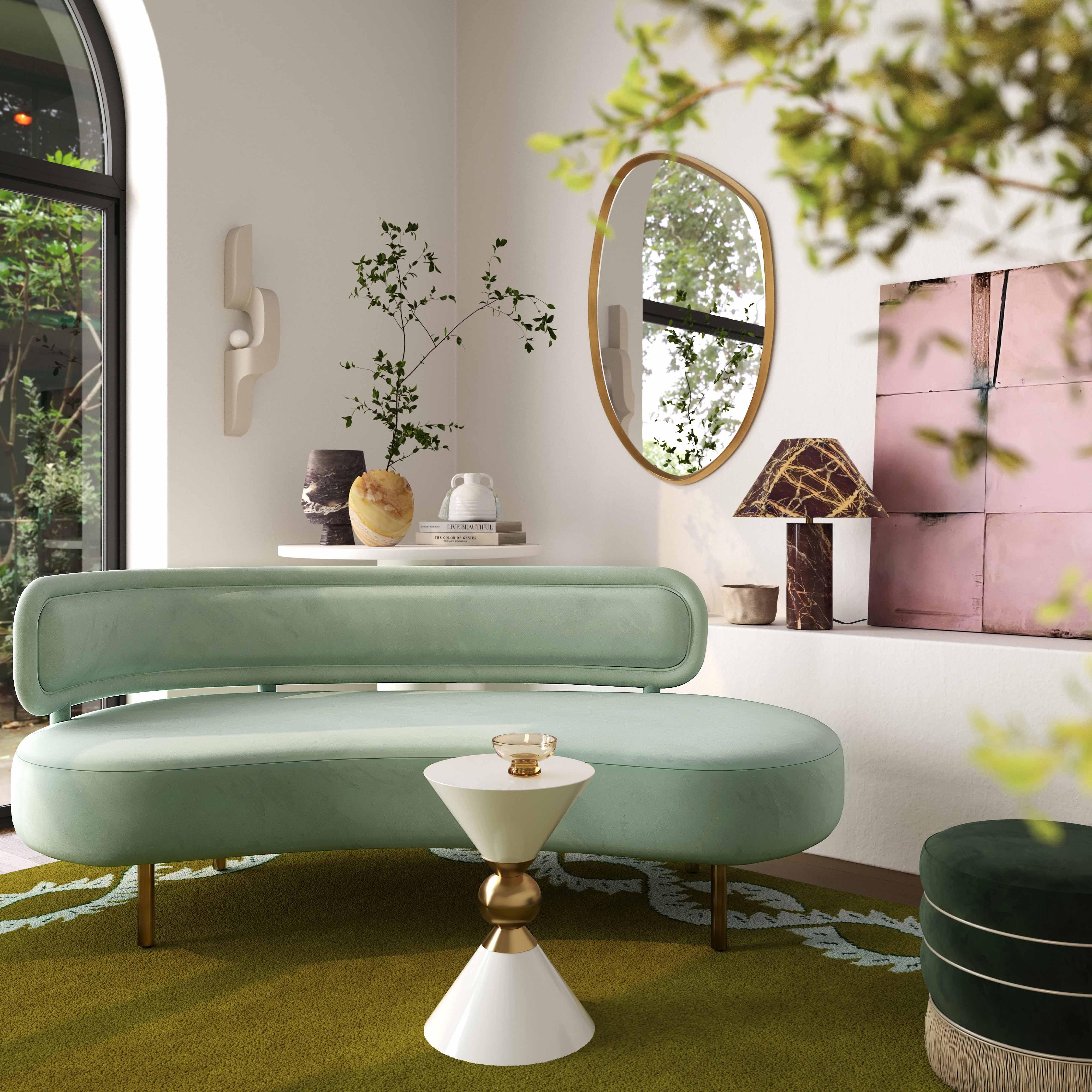 Tischa Mint Green Velvet Sofa - Image 1