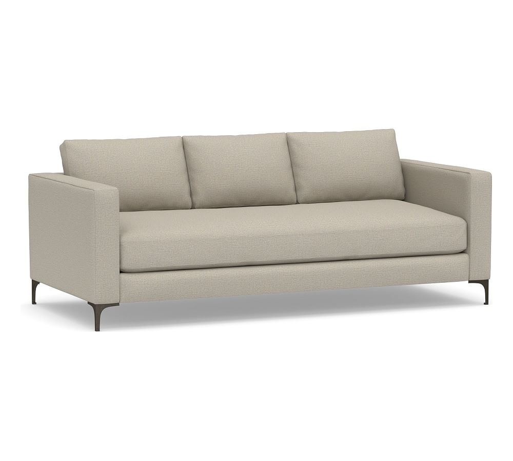 Jake Upholstered Sofa with Bronze Legs, Polyester Wrapped Cushions, Performance Boucle Fog - Image 0