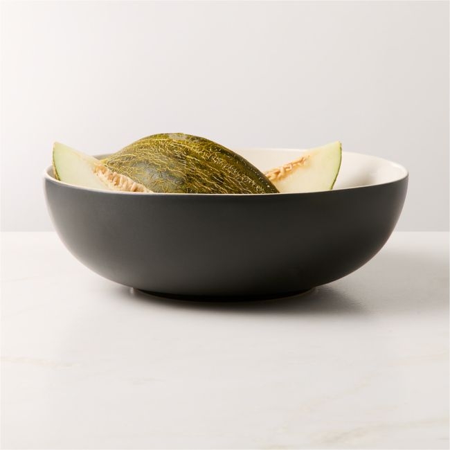 Barchan Black and Warm White Stoneware Serving Bowl by Kravitz Design - Image 0