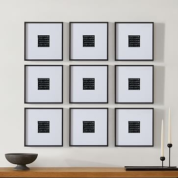 Metal Gallery Frame Square, Black Powder Coated, 12X12 in Set of 9 - Image 0