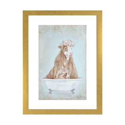 ' Cow In A Tub ' - Picture Frame Print Print - Image 0