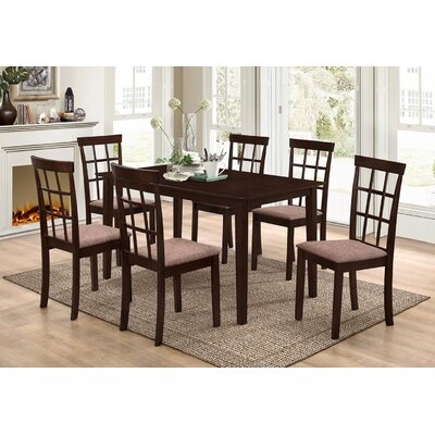 Dining Set With 1 Table Espresso Wood And 4 Espresso Wood Chair, Fabric Cushion Seats With Espresso Legs - Image 0