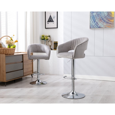 Modern Swivel Bar Stools Set Of 2 With Back, Teal - Image 0