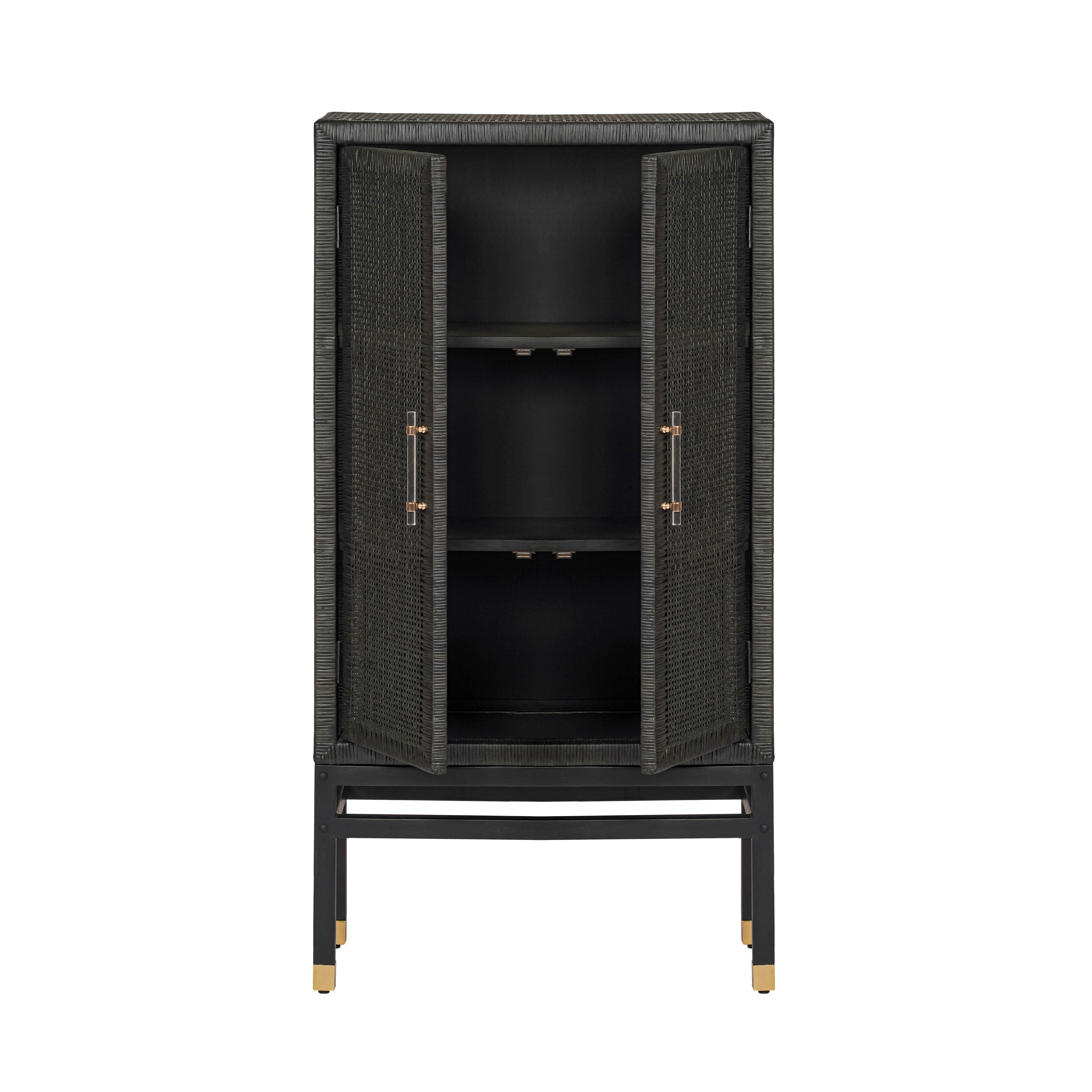 Amara Charcoal Woven Rattan Cabinet - Image 2