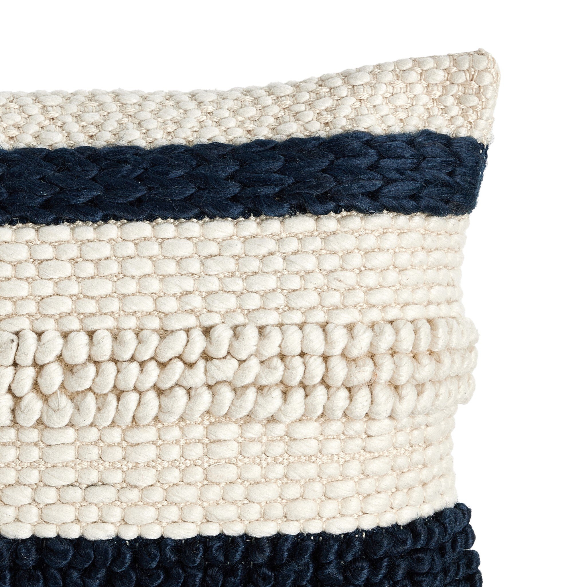 Textured Stripe Pillow - Navy, Natural - Image 2