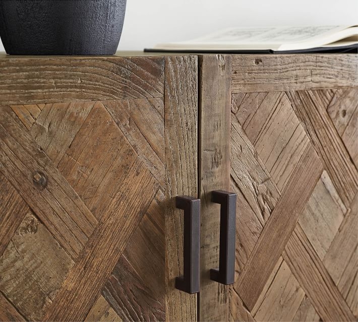 Parquet Reclaimed Wood Media Console with Doors - Image 7