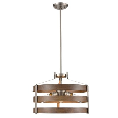 Antonito 3 - Light Unique Drum Chandelier with Wood Accents - Image 0