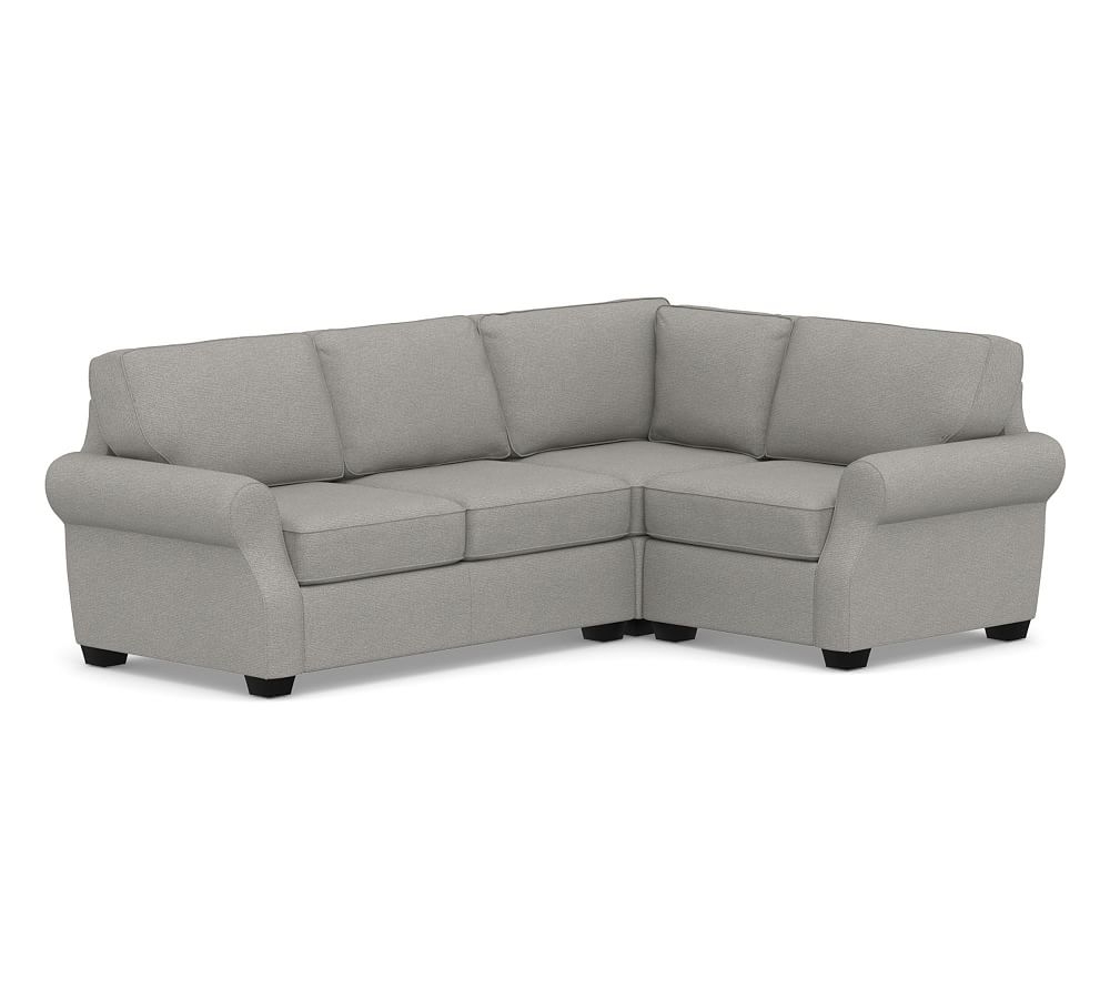 SoMa Fremont Roll Arm Upholstered Left Arm 3-Piece Corner Sectional, Polyester Wrapped Cushions, Performance Heathered Basketweave Platinum - Image 0