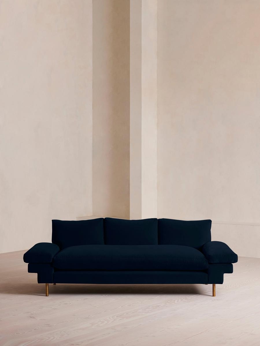 Bristol Three Seater Sofa, Velvet, Royal Blue, US - Image 0