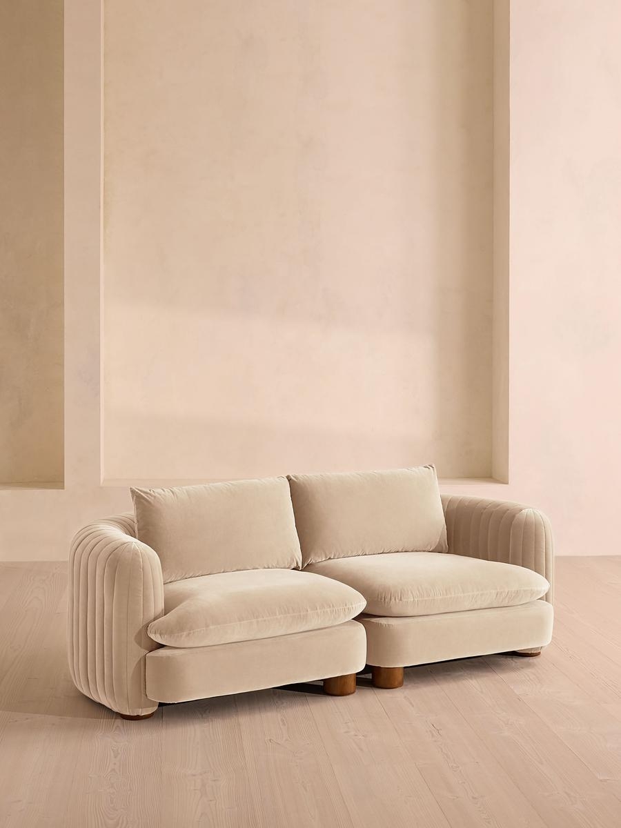 Vivienne Deeper Sit Sectional Sofa, Three Seater, Velvet Porcelain US - Image 0