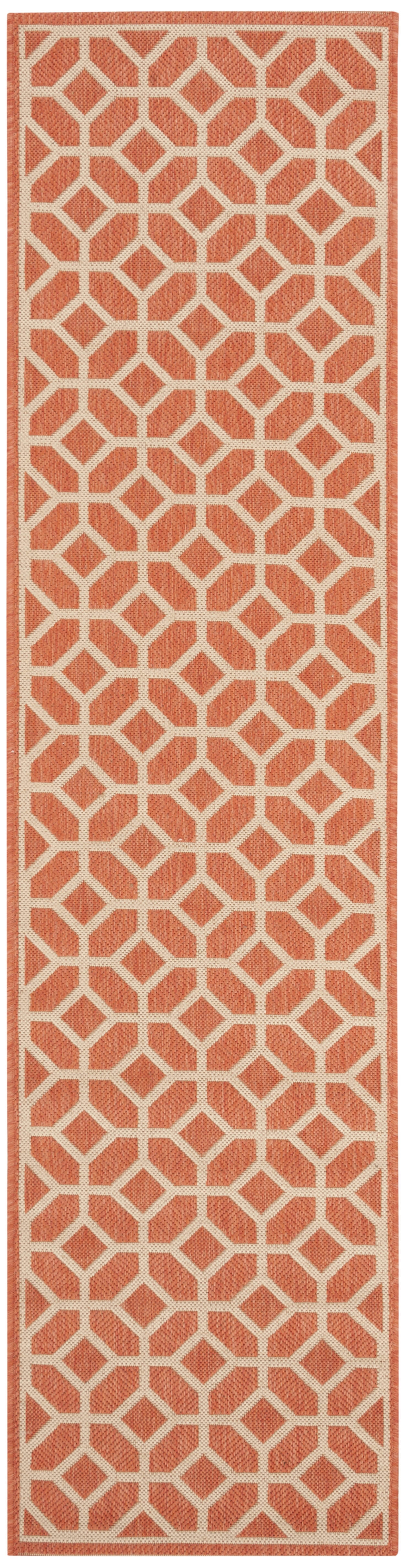 Arlo Home Indoor/Outdoor Woven Area Rug, LND127P, Rust/Cream,  2' X 8' - Image 0