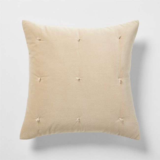 Organic Cotton Linen Velvet Sand Beige Euro Bed Pillow Sham - Image 0