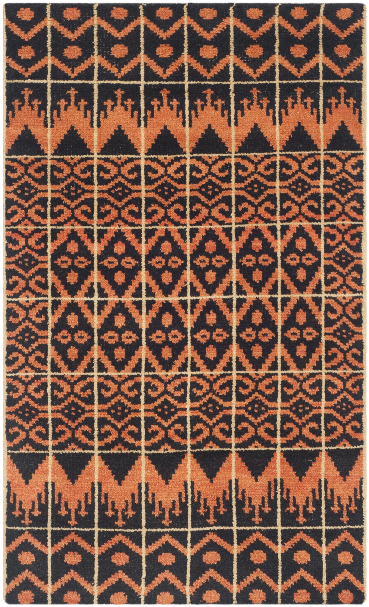Arlo Home Hand Knotted Area Rug, KNY609A, Orange/Black,  3' X 5' - Image 0