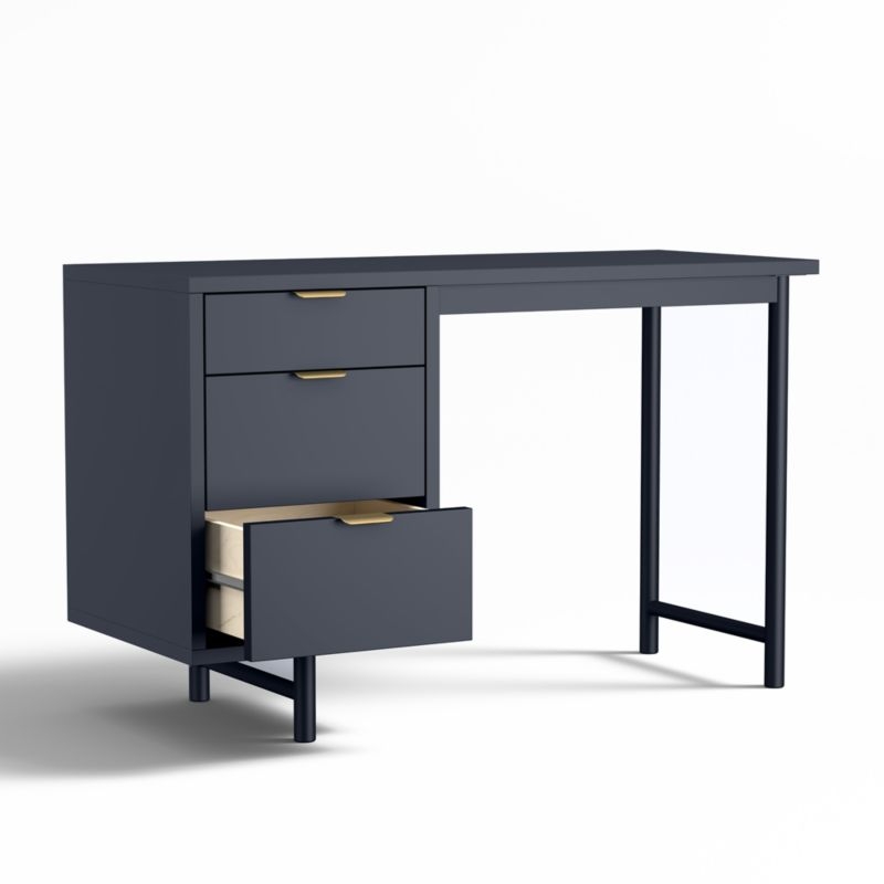 Classic Deep Navy Blue Wood 3- Drawer Kids Desk - Image 3