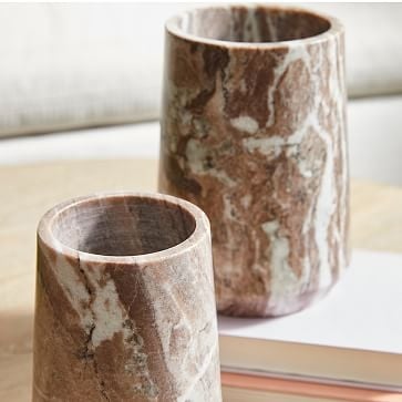 Pink Marble Vases, Small and Large, Set of 2 - Image 1