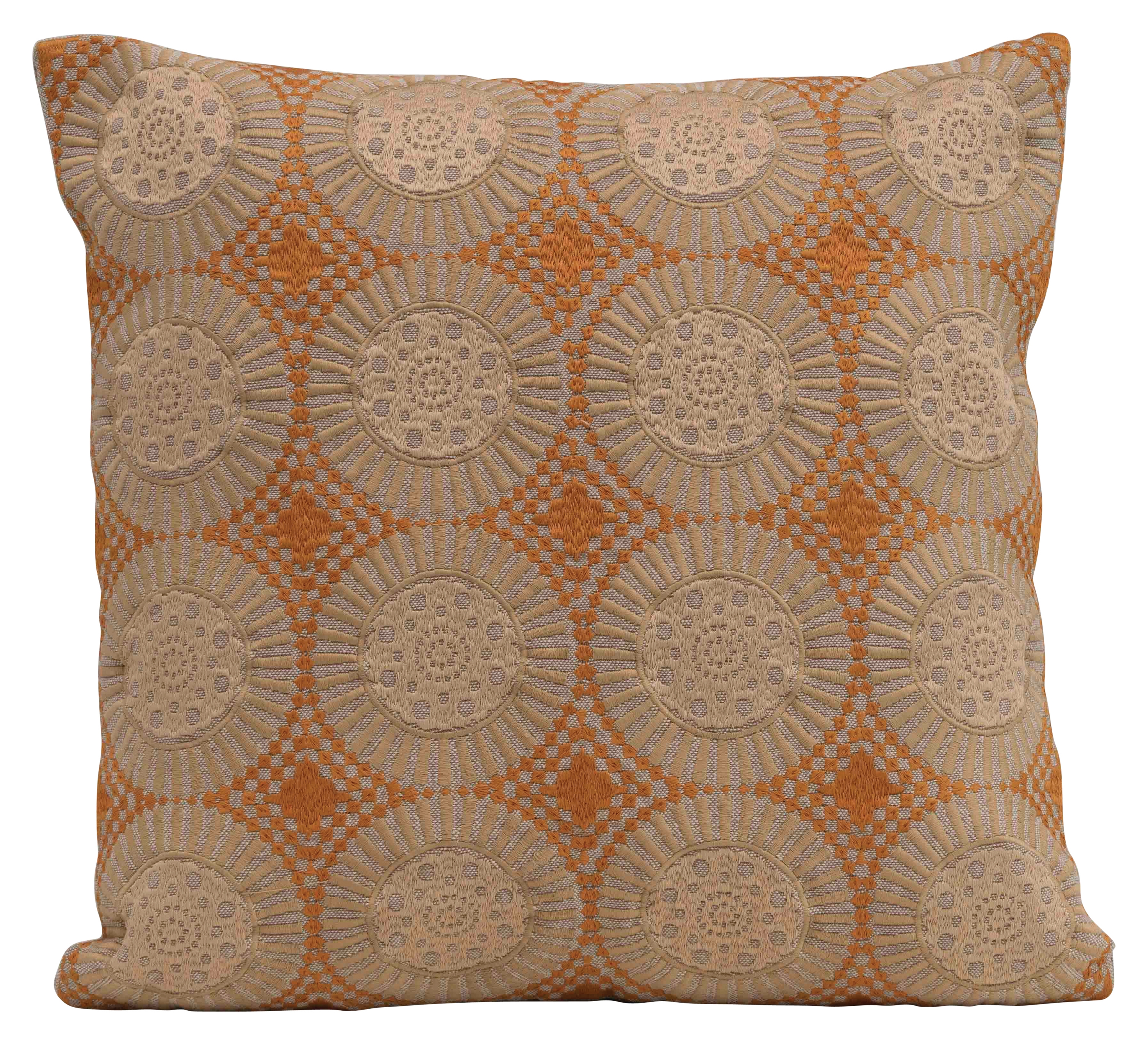 Square Embroidered Geometric Pattern Cotton Pillow - Image 0