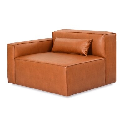 Mix Modular 164" Wide Faux Leather Symmetrical Modular Seating Component Sectional with Ottoman - Image 0