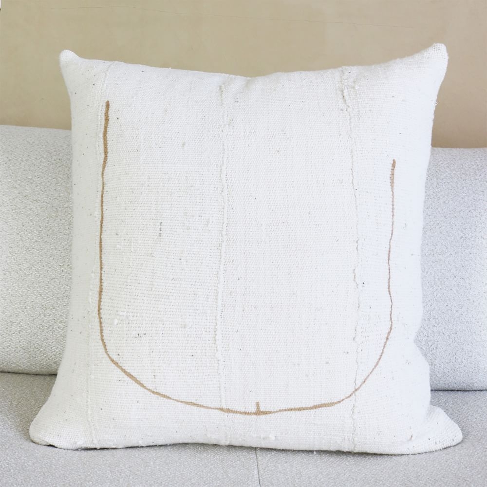 Tookus Minimalist Painted Pillow, Ivory + Nude - Image 0