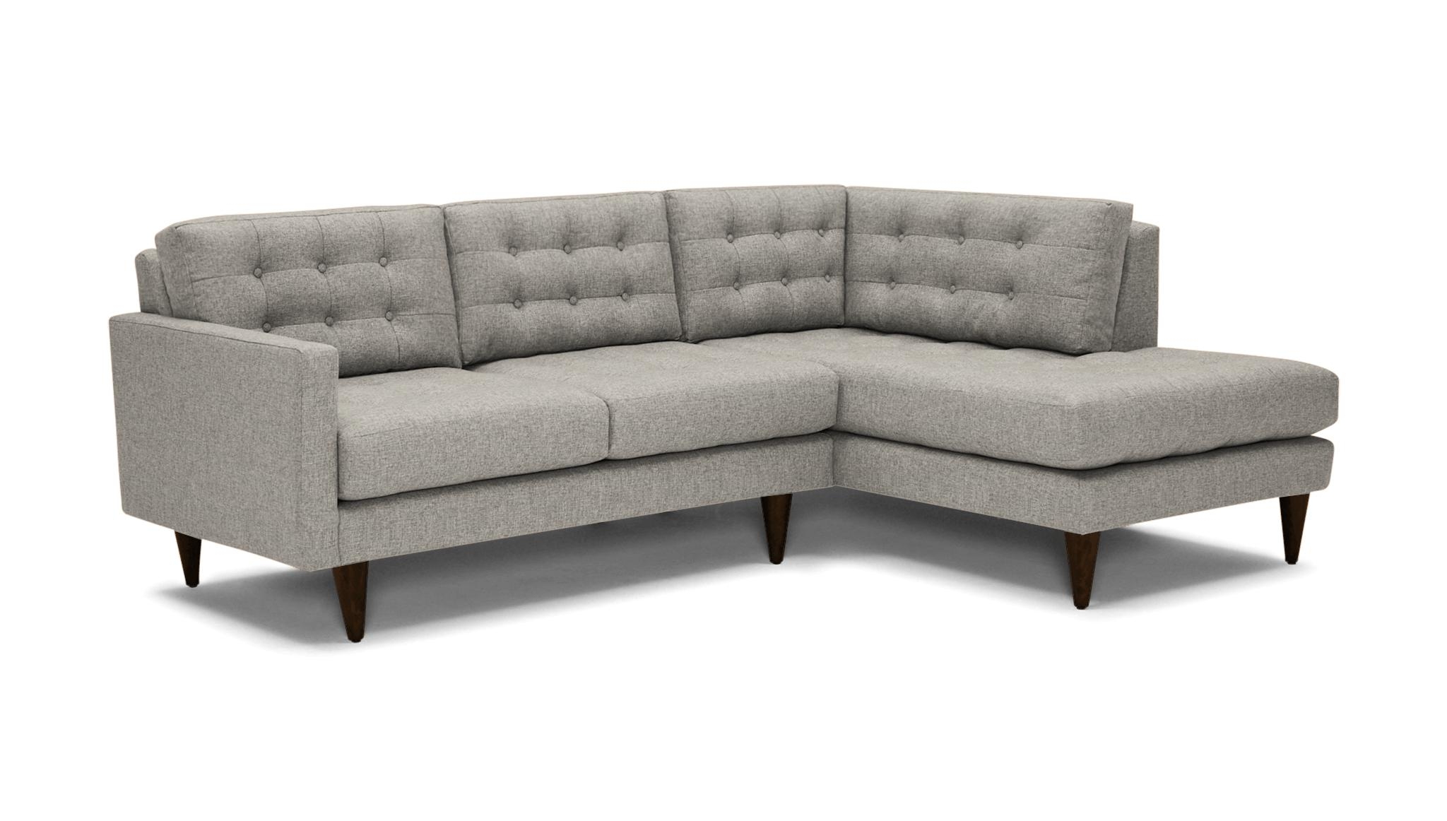 White Eliot Mid Century Modern Apartment Sectional with Bumper - Bloke Cotton - Mocha - Right  - Image 1