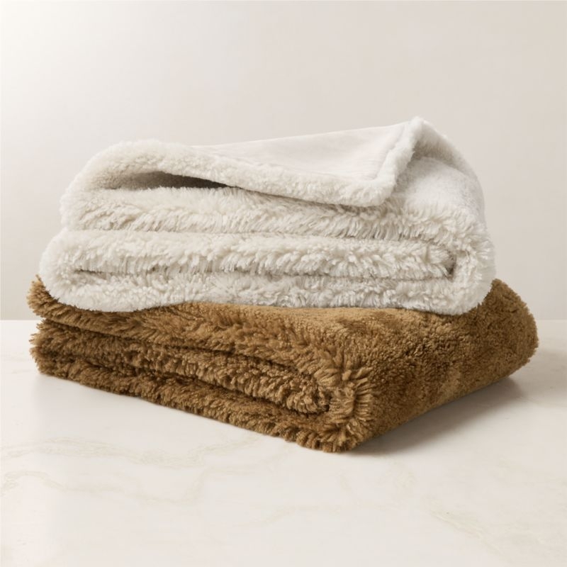 Roslin Smoked Amber Shearling Throw Blanket 50"x70' - Image 1