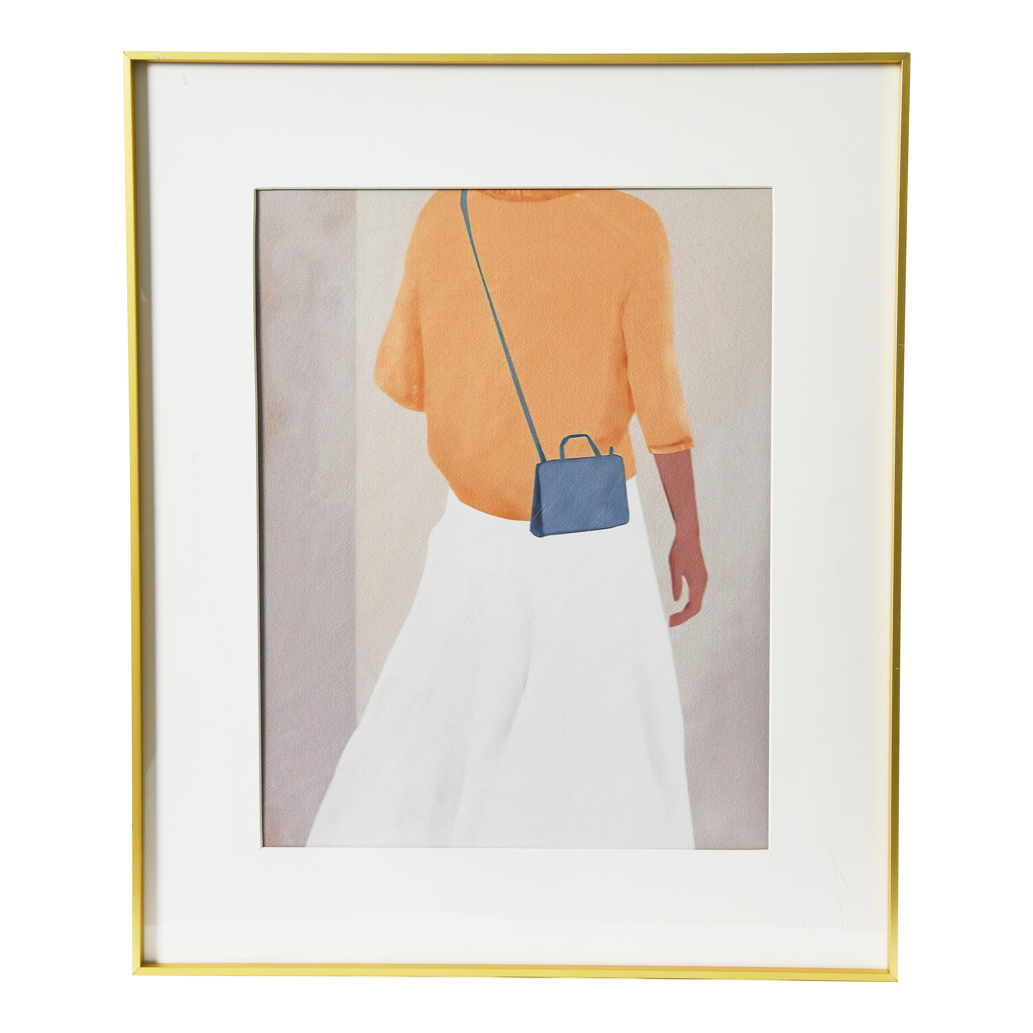 Abstract Figure and Purse Print with Brushed Gold Metal Frame - Image 0