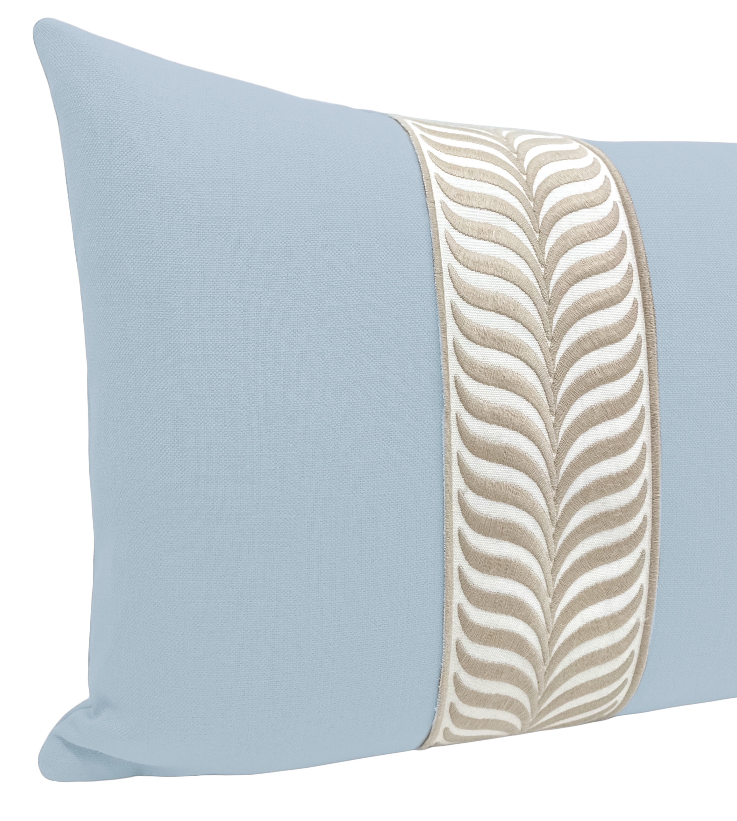 THE XL LUMBAR :: CLASSIC LINEN // POWDER BLUE + TRELLIS TRIM // NATURAL - Sample 4" X 4" - Image 3