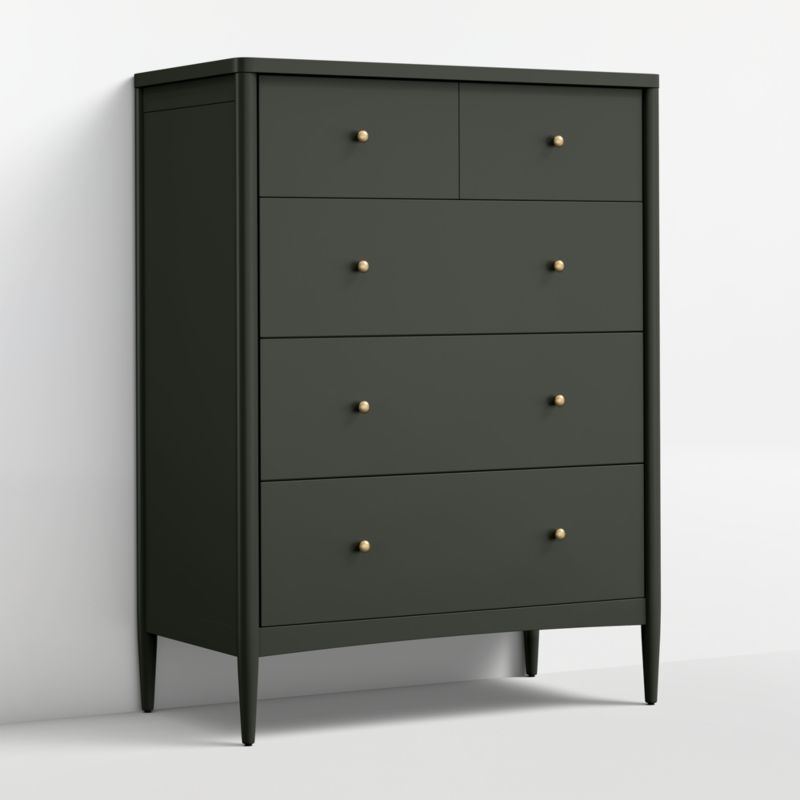Hampshire Olive Green Wood Tall 7-Drawer Kids Dresser - Image 4