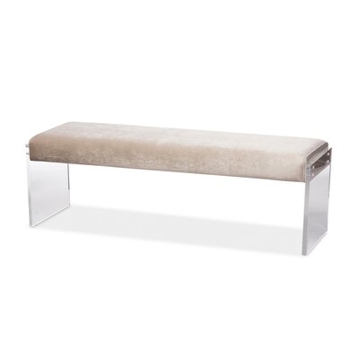Cappiello Modern And Contemporary Grey Microsuede Fabric Upholstered Lux Bench With Paneled Acrylic Legs - Image 0