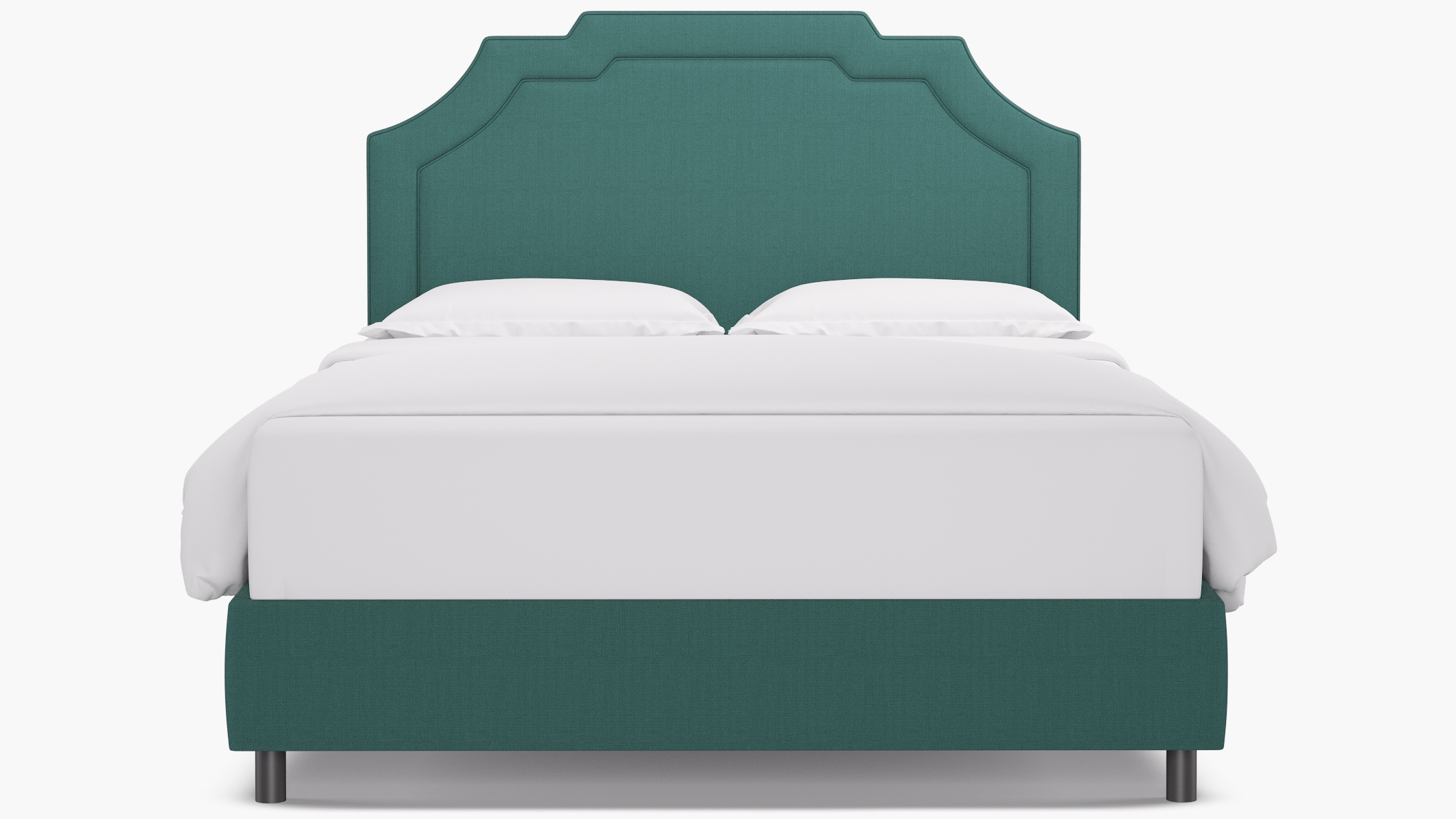 Art Deco Bed | Queen | Teal Linen - Image 0