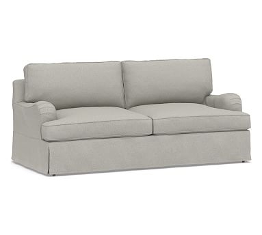 SoMa Hawthorne English Arm Slipcovered Sofa, Polyester Wrapped Cushions, Performance Boucle Pebble - Image 0