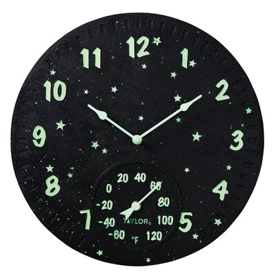 Galaxy Glow In The Dark Poly Resin Clock With Thermometer - Image 0