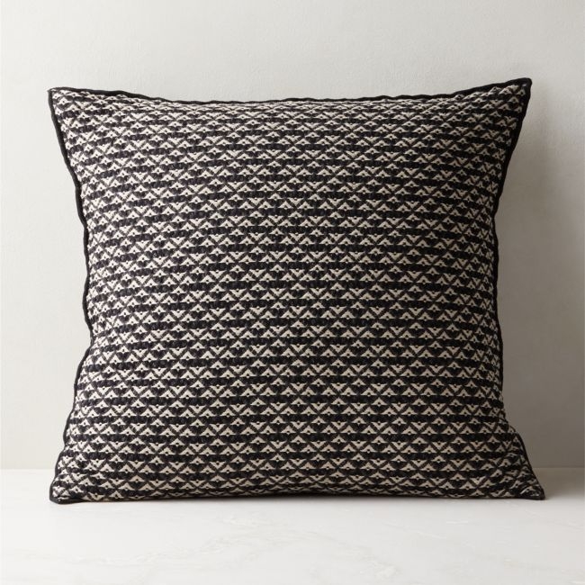 Lagos Organic Cotton Black and White Throw Pillow With Feather-Down Insert 23" - Image 0