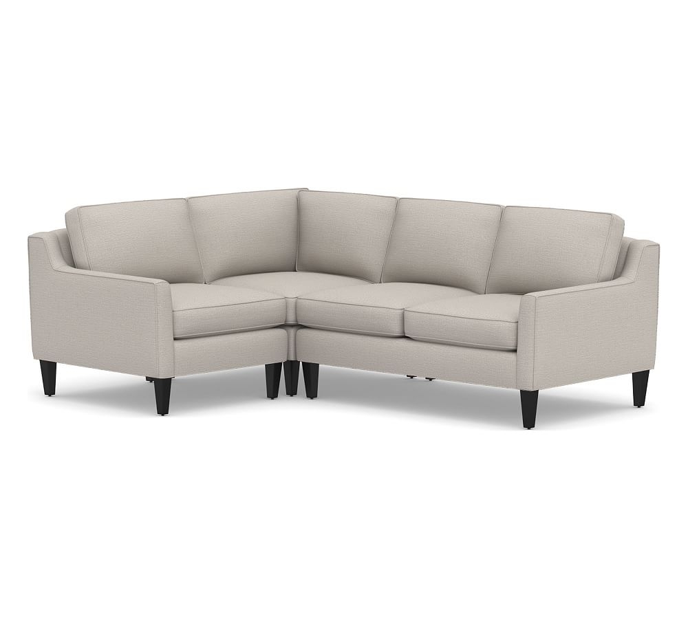 Beverly Upholstered Right Arm 3-Piece Corner Sectional, Polyester Wrapped Cushions, Chunky Basketweave Stone - Image 0