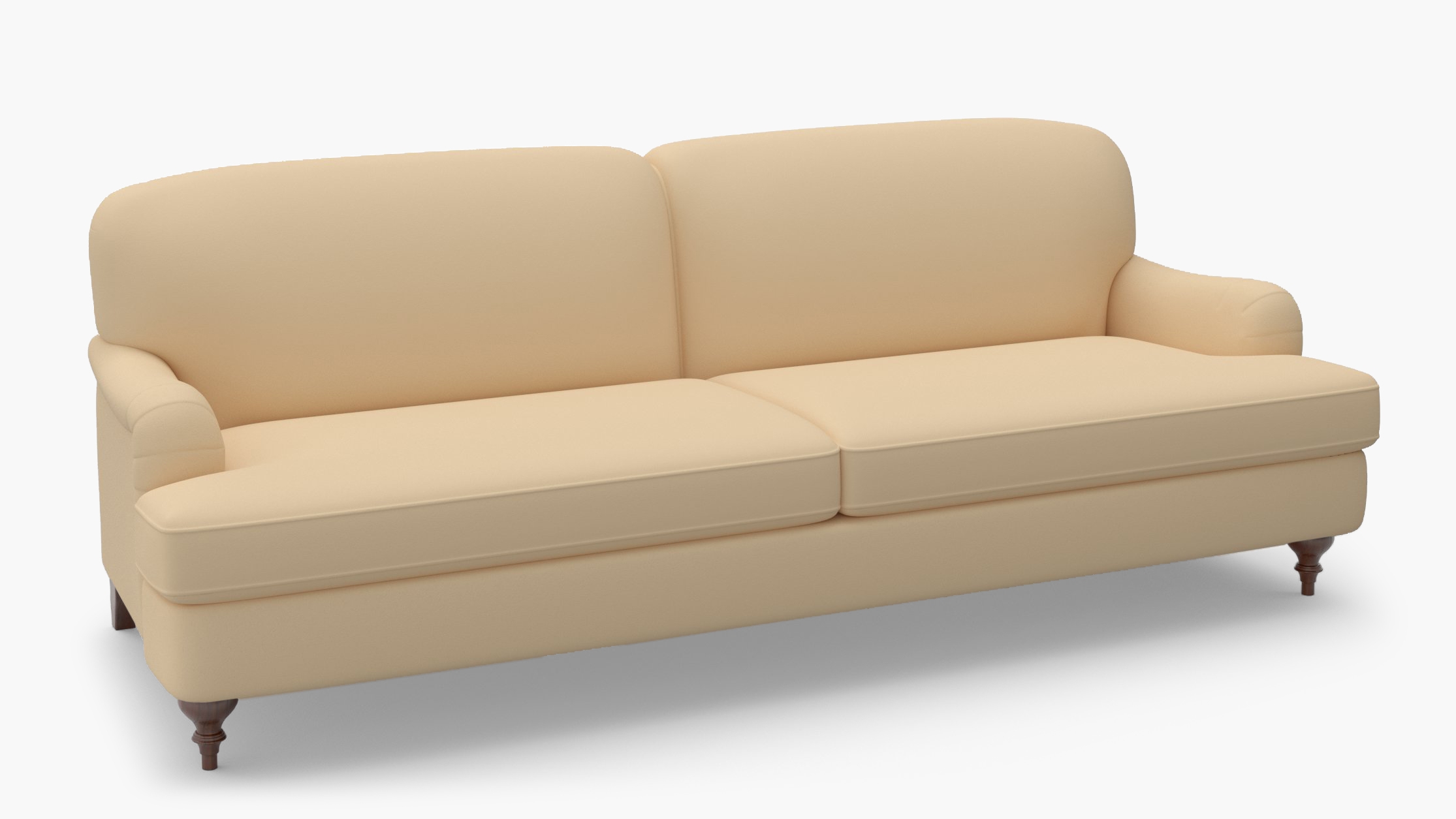 English Roll Arm Sofa, Flax Twill, Walnut Turned Wood Leg - Image 1