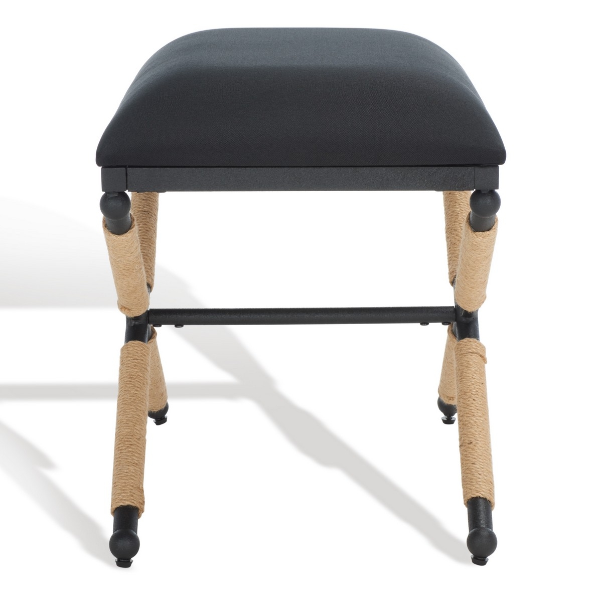 Carmelo Hemp Wrapped Ottoman - Black/Black - Image 6