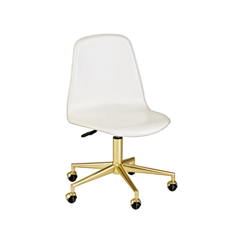 Class Act White and Gold Kids Desk Chair - Image 2