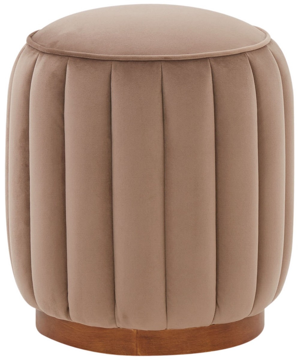 Sherrie Roundd Tufted Ottoman - Brown / Walnut - Image 0